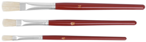 Кисти художественные, натуральная щетина, деревянная ручка, плоские, набор 3 шт. 01528