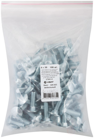 Furniture screw (DIN 603) 8x30 (packing 100 pcs)