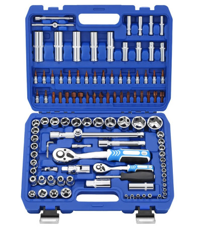 Tool Set 108 Items GOODKING B-10108 1/4" 1/2" Ratchet 72 Teeth Car Tool Set for Home