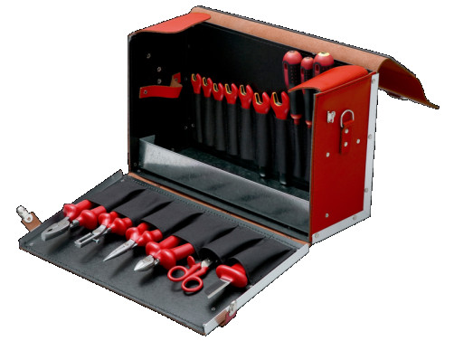 Tool kit with insulation in a leather bag, 19 pcs.