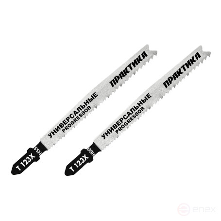Пилки для лобзика универсальные ПРАКТИКА тип T123X, Прогрессор 100 х 75 мм, грубый рез, HSS (038-722)