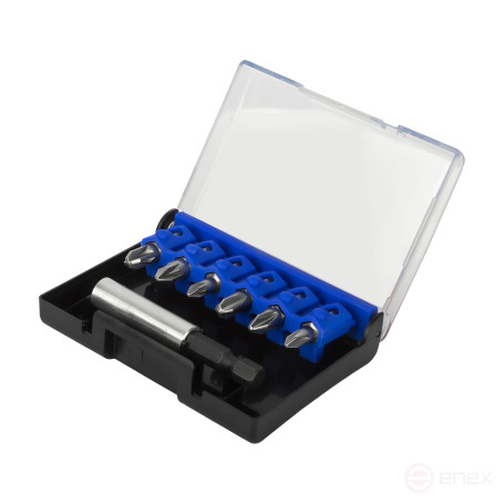 Набор бит ПРАКТИКА "Профи" 7шт PH1,2,3; PZ1,2,3 x 25мм, магнитный держатель, кассета (036-490)