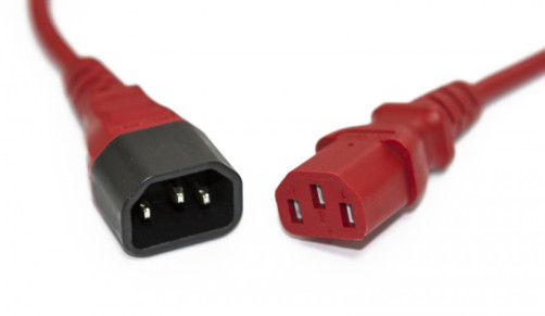PWC-IEC13-IEC14-3.0-RD Power cable monitor-computer IEC 320 C13 - IEC 320 C14 (3x1.0), 10A, straight plug, 3m, color red (PVS-AP-3*1,0-250- C13C14-10-3.0 GOST 30851.1-2002 (IEC 60320-1:1994))