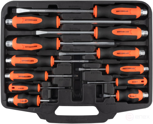 A set of 12 pr. through-hole screwdrivers with a hexagon wrench (case) Avtodor 30870