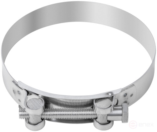 The clamp is a crimping power hinge, stainless steel.steel 131-139 mm