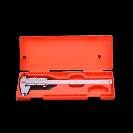 Caliper, tool steel, plastic case, 150 mm.// HARDEN