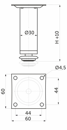 Опора меб. мет. D-100 h100 с регул. белый AKS