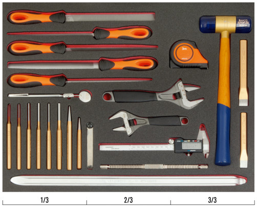 Fit&Go Set measuring tool + percussion instrument + adjustable wrenches in the base, 24 items