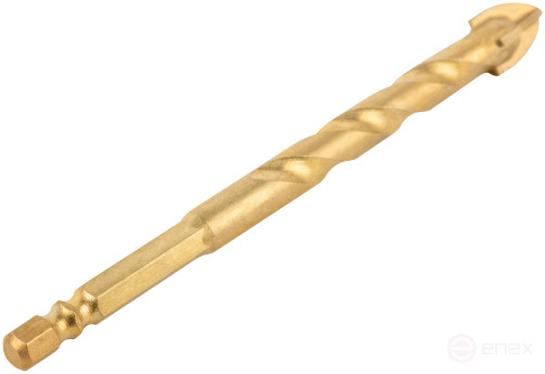 Сверло универсальное, 4 режущие кромки, титановое покрытие, шестигранный U-хвостовик под биту, 12х120 мм