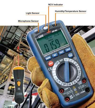 Multimeter Universal Digital DT-61 CEM Multimeter with functions of noise meter, luxmeter and environmental parameters (6 in 1)