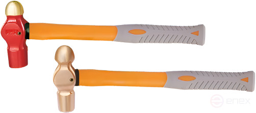 Hammer with round head 340 gr AlCu handle fiberglass, intrinsically safe 187-1004, HORTZ