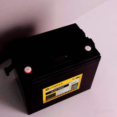 Литиевый аккумулятор тяговый LITOMAX LiFePO4 12,8V 75Ah с цветным монитором IP65