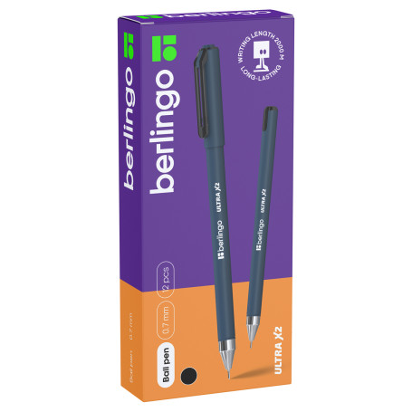 Berlingo ballpoint pen "Ultra X2" black, 0.7 mm, needle rod