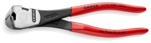 Pliers end. special. powerful,res: failure. soft. Ø 4.5 mm, medium. Ø 3.4 mm, hard. Ø 2.5 mm, royal. string Ø 2 mm, L-160 mm, 64 HRC, black, 1-K handles