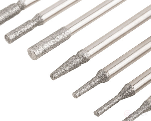 Шарошки, усиленная сталь с алмазным напылением, штифт диам. 3 мм, 20 шт.