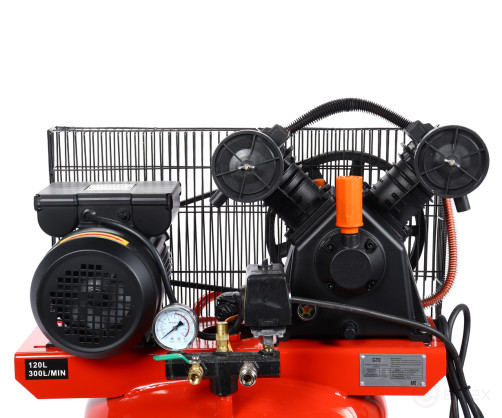 Компрессор пневматический 220В 2.2кВт 8атм. 300л/мин. ресивер-120л поршн. ремен. вертикальный GTE