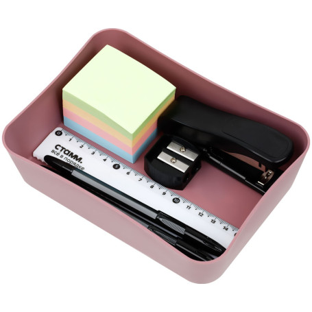 Лоток для канцелярских принадлежностей СТАММ "Voyage. Agra", 13*17,8*4,4см, полипропилен, бордовый