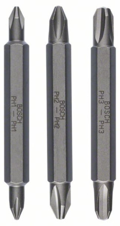 Набор из 3 двухсторонних насадок-бит PH1, PH2, PH3, PH1, PH2, PH3; 60 mm
