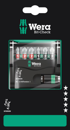 Bit-Check 12 BiTorsion 1 SB set of bitorsion bits with a bit holder, 12 items, with a euroslot holder for suspension