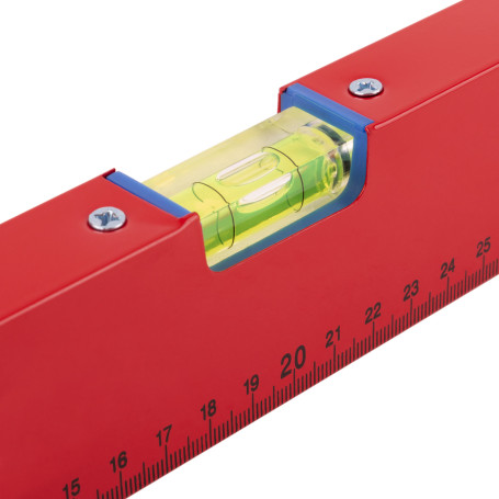 "Standard" level, 3 eyes, red housing, milled working face, 600 mm scale