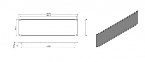 BPV-3-RAL7035 False panel for 3U, color gray (RAL 7035)