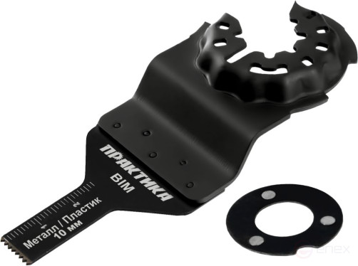 Насадка для МФИ ПРАКТИКА режущая пазовая прямая, BiM, по металлу и дереву, 10 мм, мелкий зуб (240-164)