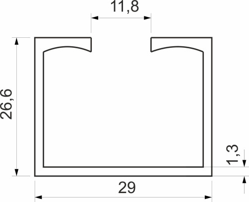 Aluminum profile STANDARD, STANFOLD, SLIDE, PORTA GLASS guide rail upper L-6000 mm AKS K-075