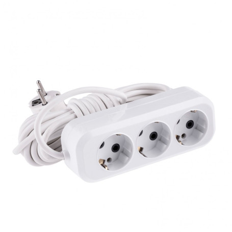 Household extension cord, uHz-10-305 series, with grounding, 5 m, 3 sockets, 10 A Denzel