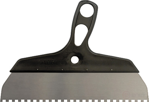 Spatula "Profi" toothed 6x6 mm, with curved plastic handle (blade width 350 mm)