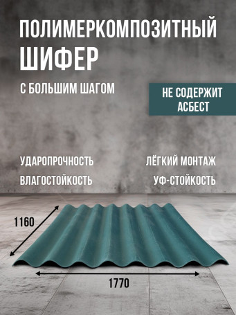 Полимеркомпозитный шифер с большим шагом. Синий.