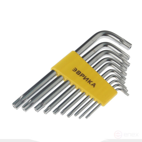 Набор ключей TORX ER-15101T: Г-образных T9-T50 10пр. ЭВРИКА /1/12/72