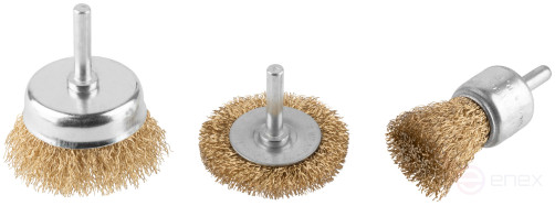 Корщетки со штифтом, набор 3 шт. ( колесо 50 мм / чашка 50 мм / венчик 25 мм )