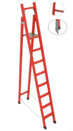 ССД-2,0АТМ с симметричной опорой диэлектрическая стеклопластиковая стремянка Телеком абразивное покрытие ступеней, металлические оконцеватели (Мягкий грунт), h=2850мм, h рабочей площадки=2000мм, ступ.8