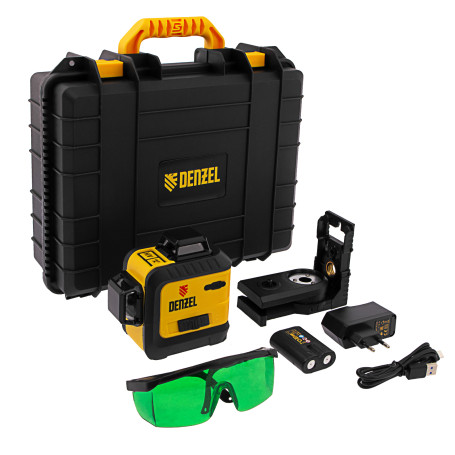 The laser level is multiprism. LXI 360-3 Green, 30 m, 520 nm, acc. Li 2800 mAh, 1/4" thread// Denzel