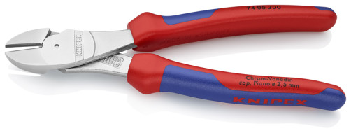 The side cutters are special. powerful, cut: provol. cf. Ø 4.2 mm, solid. Ø 3 mm, royal. string Ø 2.5 mm, L-200 mm, chrome, 2-K handles