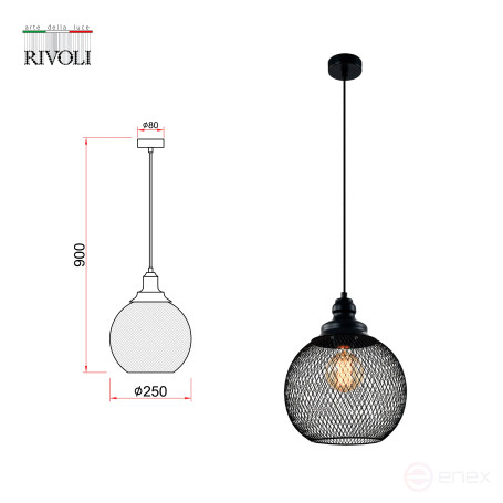 Pendant lamp Rivoli Rebeca 5096-201 1 x E27 40W Loft - country ceiling
