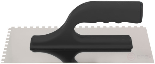 Toothed trowel 6 x 6, stainless steel, 270 x 130 mm, plastic handle