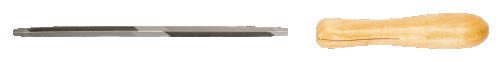 Напильник двусторонний трехгранный, деревянная рукоятка 150 мм, насечка личная