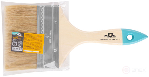 Кисть флейцевая, натур. cветлая щетина, деревянная ручка 4" (100 мм)