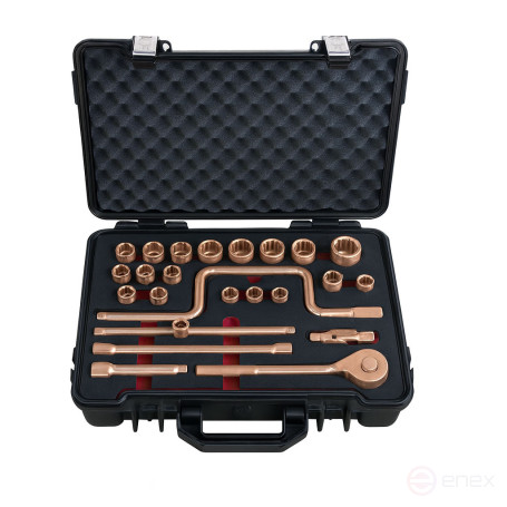 1/2" intrinsically safe socket set, 24 pieces AlCu, HORTZ