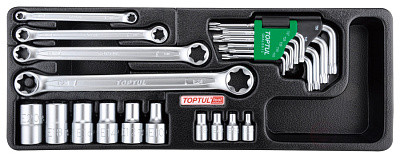 Набор ключей и торцевых головок TORX в ложементе TOPTUL GAAT2302