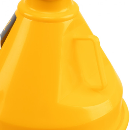 135 mm plastic funnel with metal sieve, flexible tip and Denzel non-spillage