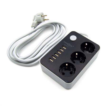 Mains filter Atom 3 sockets 6 USB 1.8 meters