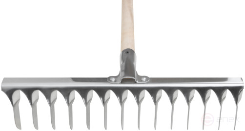 Грабли, витой зуб, нержавеющая сталь, 14 зубьев, с деревянным черенком