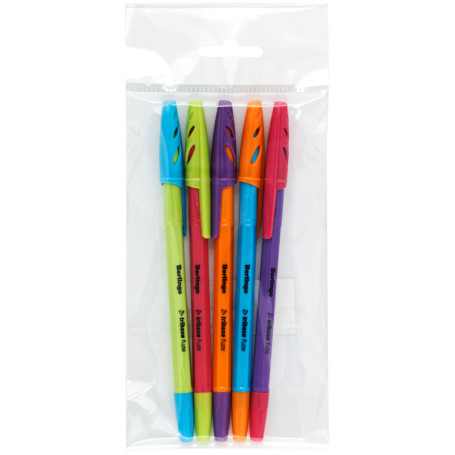 Berlingo "Tribase Fuze" ballpoint pen set, 5 pcs., blue, 0.7 mm, package