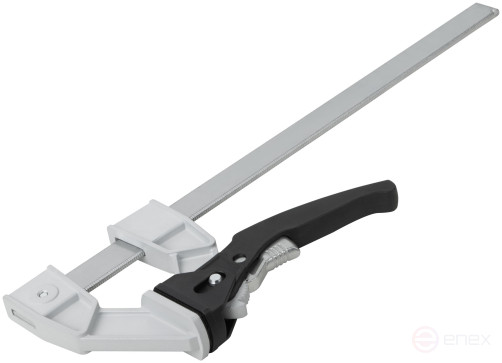 Струбцина рычажная быстрозажимная, усилие сжатия 200 кг, рычажный храповый механизм, металлический корпус, Профи, 90 х 300 мм