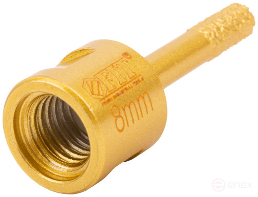 Коронка кольцевая для УШМ, М14, по керамограниту, камню и кафелю алмазная, вакуумное спекание 8х60 мм