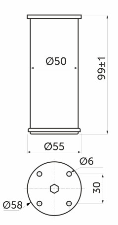 Опора меб. алюм. D-867 h100 мат.хром AKS