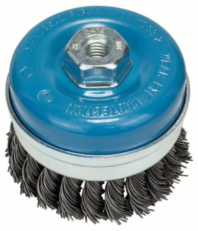 Cup brush with bundles of steel wire, 90 mm 90 mm, 0.8 mm, M14
