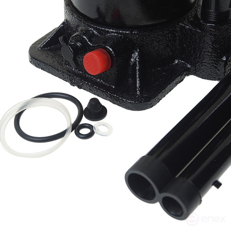 Домкрат гидравлический ER-80121 бутылочный с клапаном 12т, ремкомплект (выс. подъема 235-445мм) ЭВРИКА /1/2